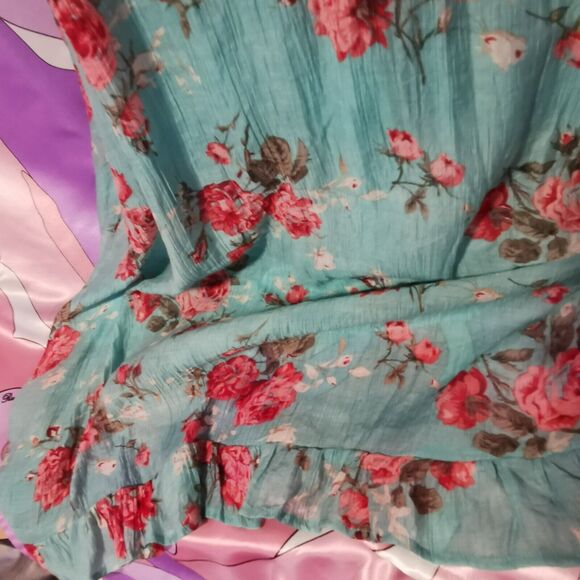 Cecil McBee Maxi Dress Size Small Floral Green Rose Gyaru Y2K Harajuku Kawaii S - Picture 10 of 13